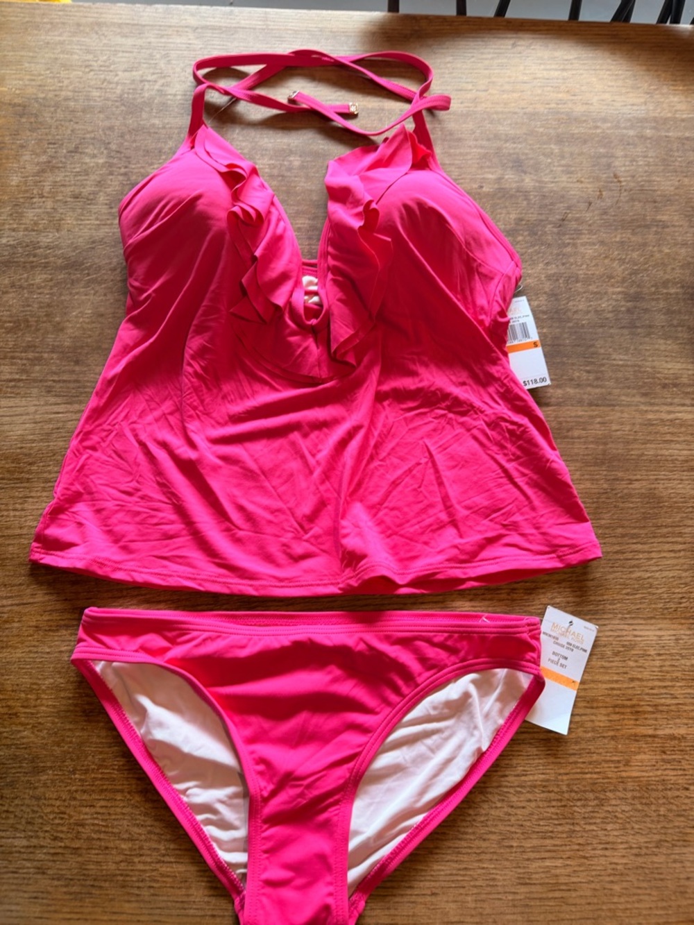 Michael Kors Electric Pink Two-Piece Swim Set